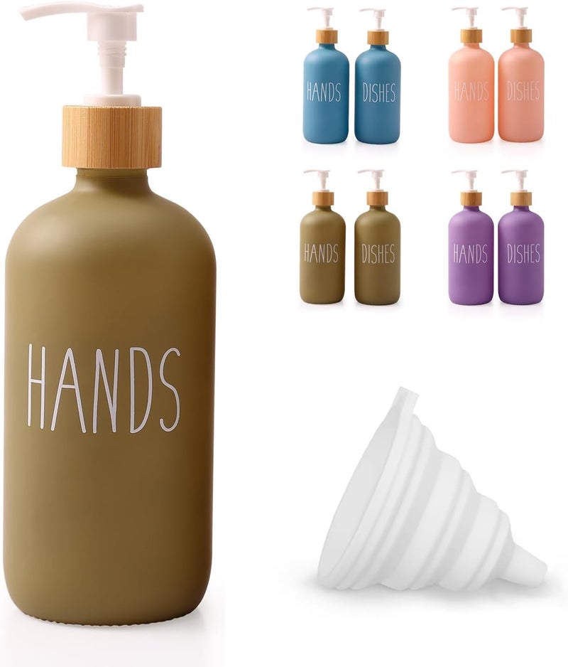 Loochica Sage Green Glass Kitchen Soap Dispenser, Detergent Dispenser or Hands Soap Dispenser for Kitchen Sink, Modern Sage Green Decor Soap Pump for Kitchen Organization - Image 1